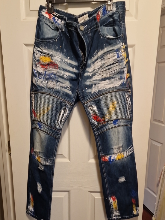 original vintage denim Other - Slim Straight Men's Blue Paint-Splatter Jeans